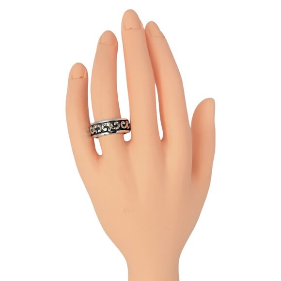 VTG Wheeler Sterling Silver Swirl Band Ring SZ 8.5 925 Diamond Cut Oxidized Mens - Picture 16 of 16